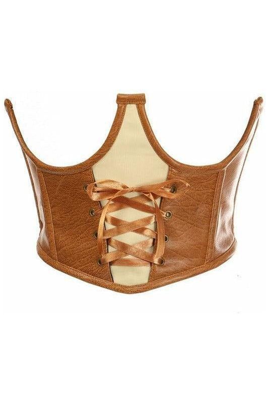 Top Drawer Faux Leather Steel Boned Lace - Up Open Cup Waist Cincher - Daisy Corsets