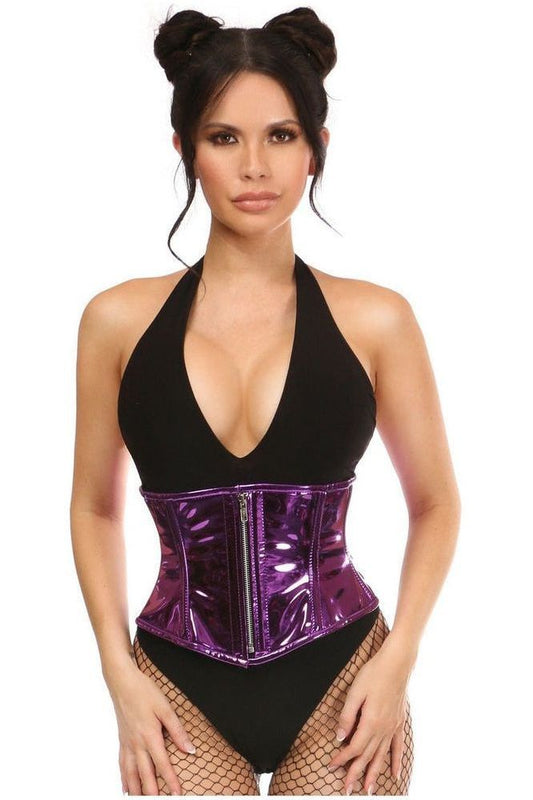 Top Drawer Purple Metallic Steel Boned Mini Cincher - Daisy Corsets