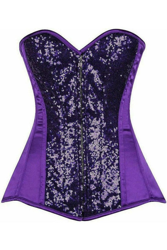 Top Drawer Purple Sequin Steel Boned Corset - Daisy Corsets