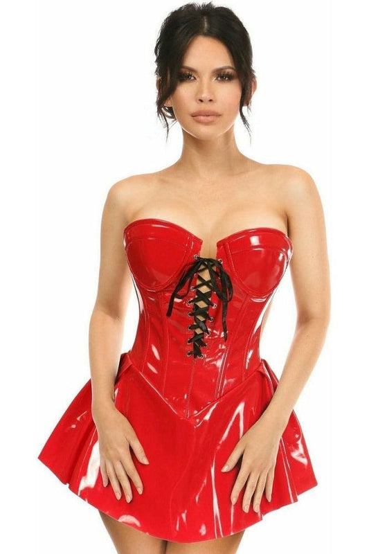 Top Drawer Red Patent Steel Boned Corseted Dress - Daisy Corsets