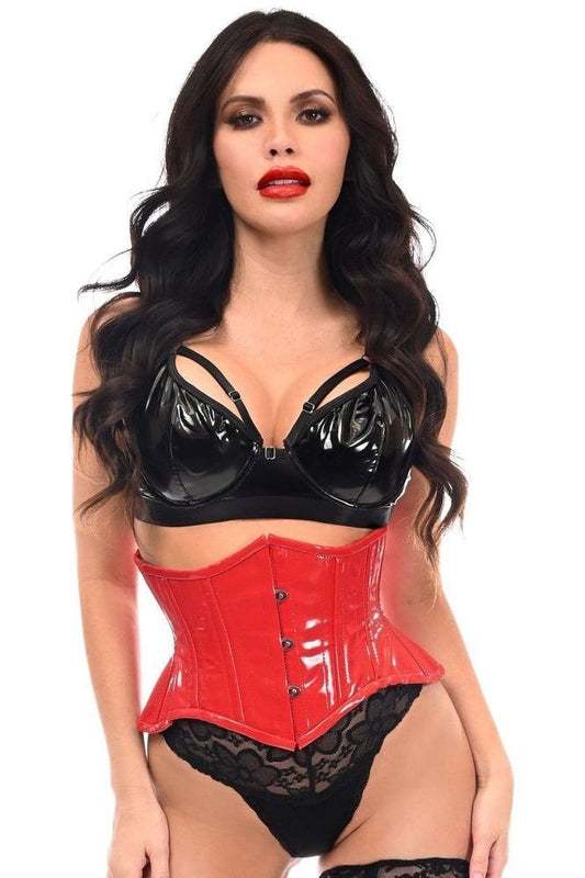 Top Drawer Red Patent Steel Boned Mini Cincher Under Bust Corset - Daisy Corsets