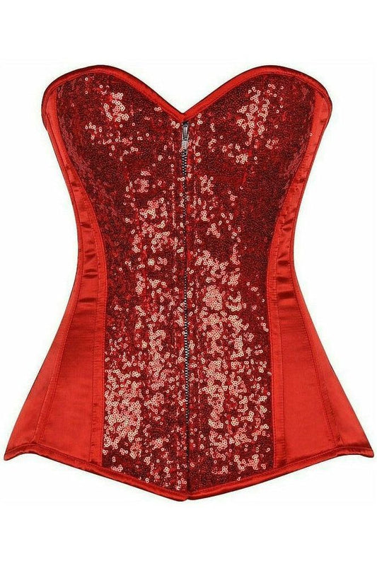 Top Drawer Red Sequin Steel Boned Corset - Daisy Corsets