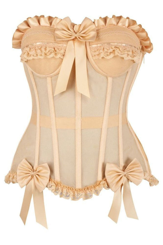 Top Drawer Steel Boned Nude Mesh Underwire Bustier Corset - Daisy Corsets