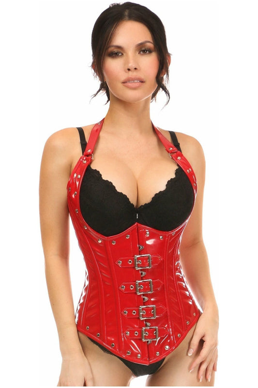 Top Drawer Steel Boned Red Patent PVC Vinyl Underbust Corset Top - Daisy Corsets