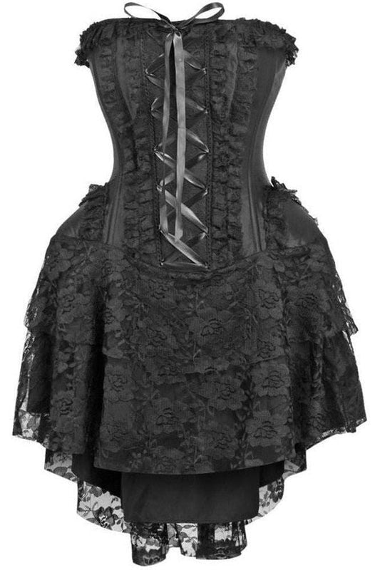 Top Drawer Steel Boned Strapless Black Lace Victorian Corset Dress - Daisy Corsets