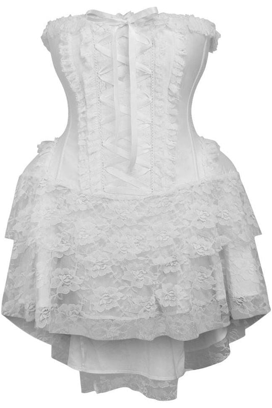 Top Drawer Steel Boned Strapless White Lace Victorian Corset Dress - Daisy Corsets
