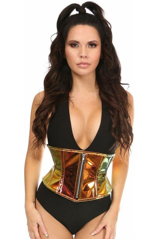 Top Drawer Sunset Holo Steel Boned Mini Cincher - Daisy Corsets