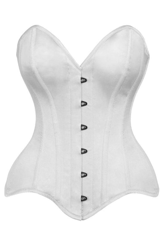 Top Drawer White Satin Steel Boned Overbust Corset - Daisy Corsets