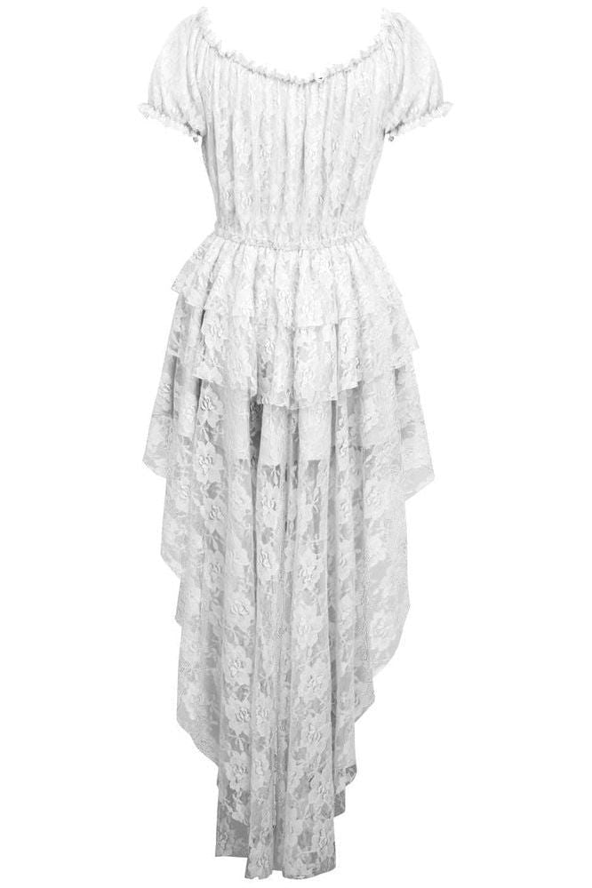 White High Low Lace Dress - Daisy Corsets