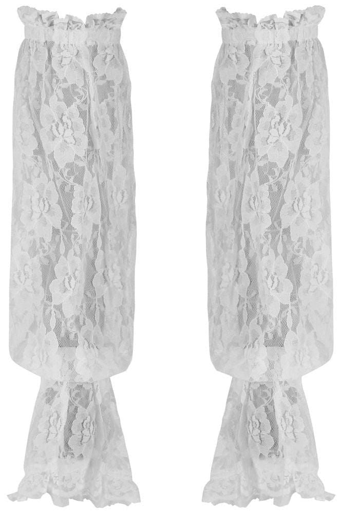 White Sheer Lace Smocked Sleeves - Daisy Corsets