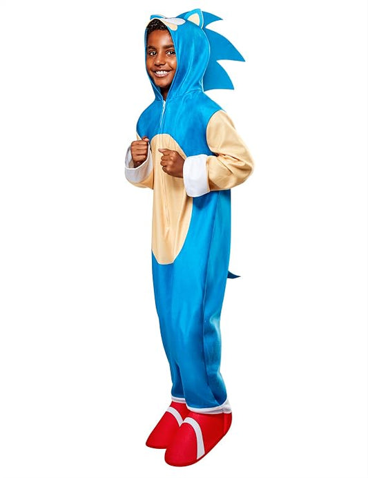 Child Sonic the Hedgehog blue oversized hooded jumpsuit costume