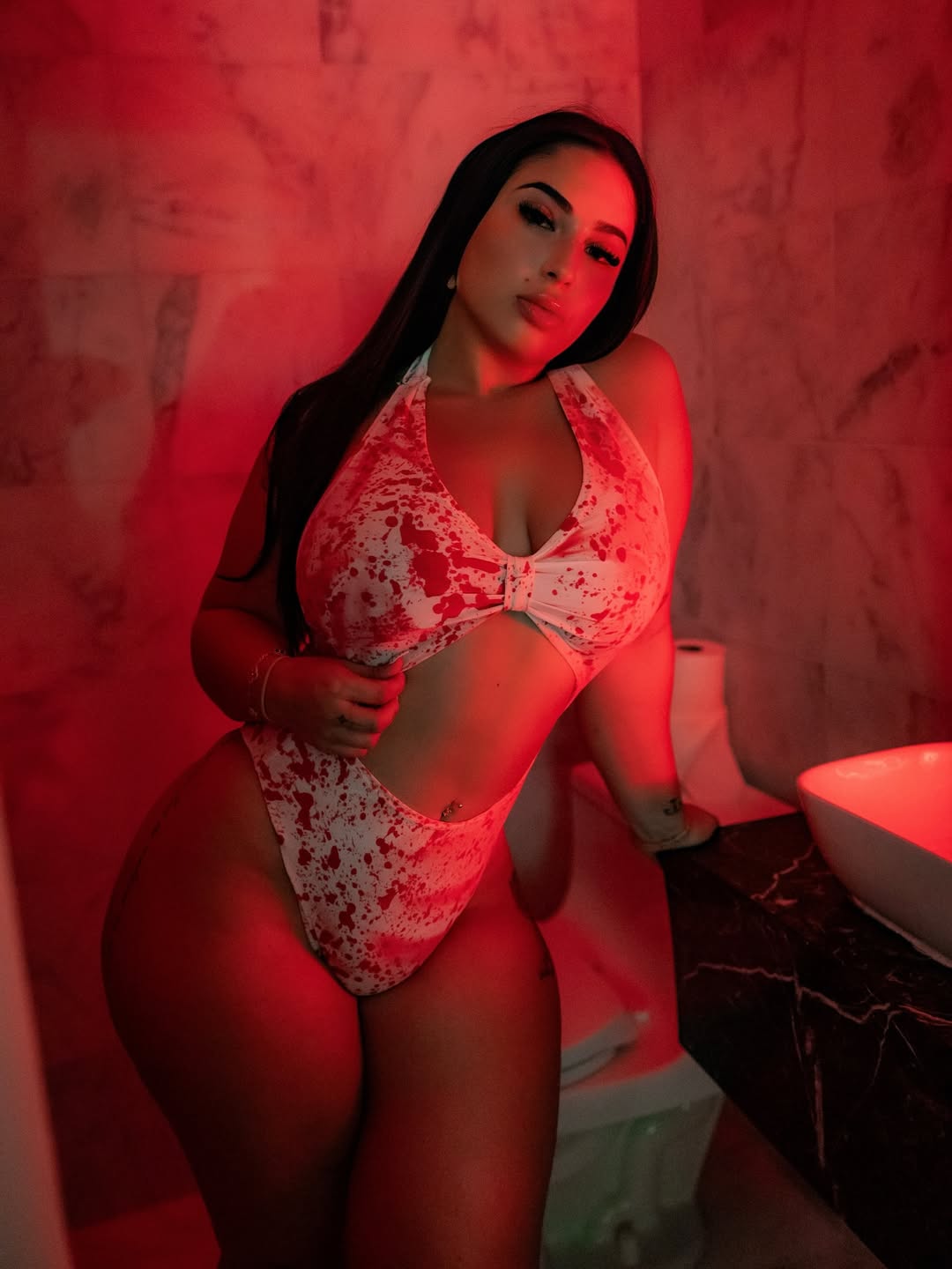 Exclusive Bloody open front bodysuit