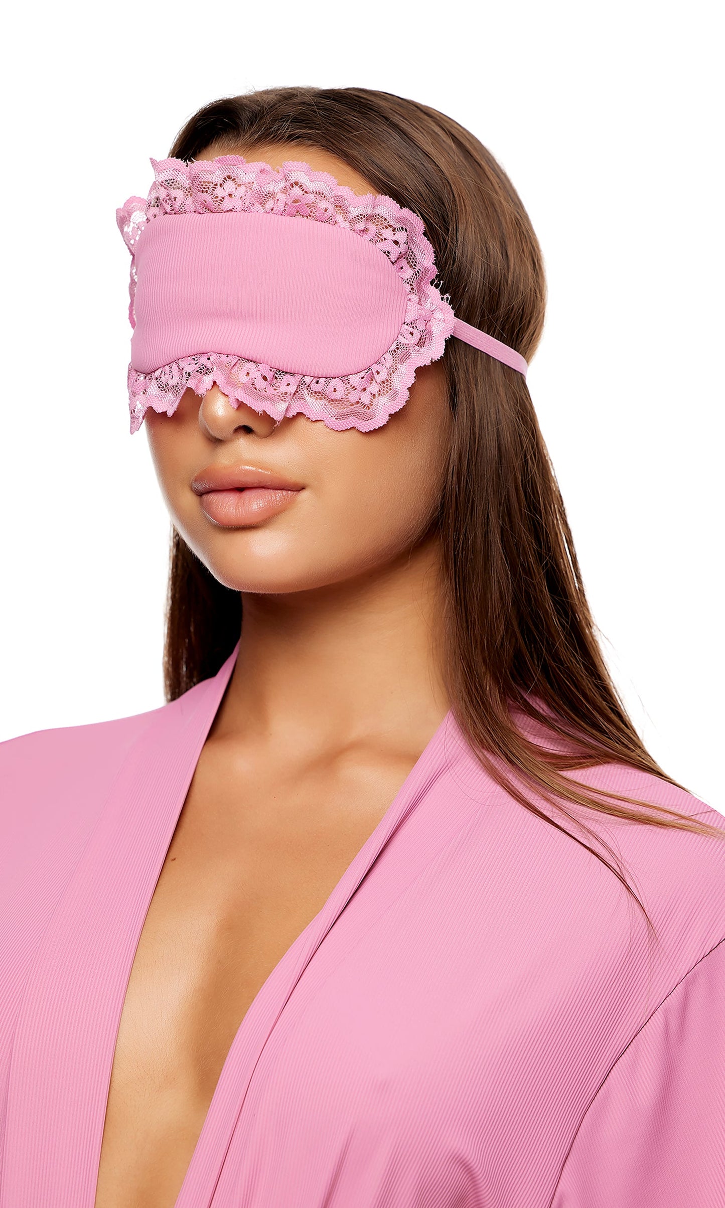Self Care Ribbed Lace Eye Mask - Mauve