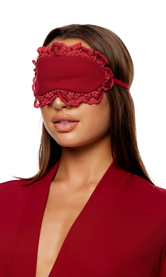 Self Care Ribbed Lace Eye Mask - Wine
