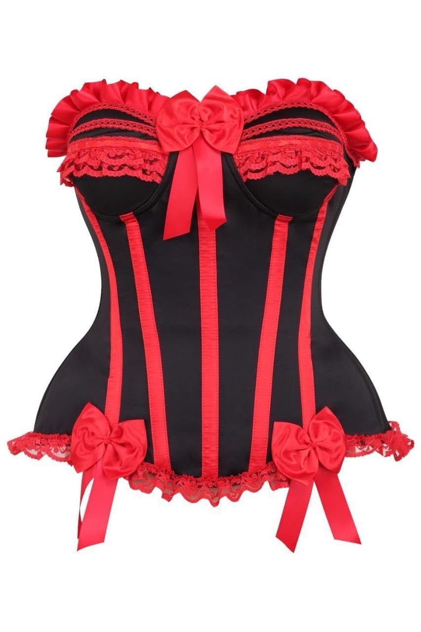 Top Drawer Black/Red Steel Boned Burlesque Corset