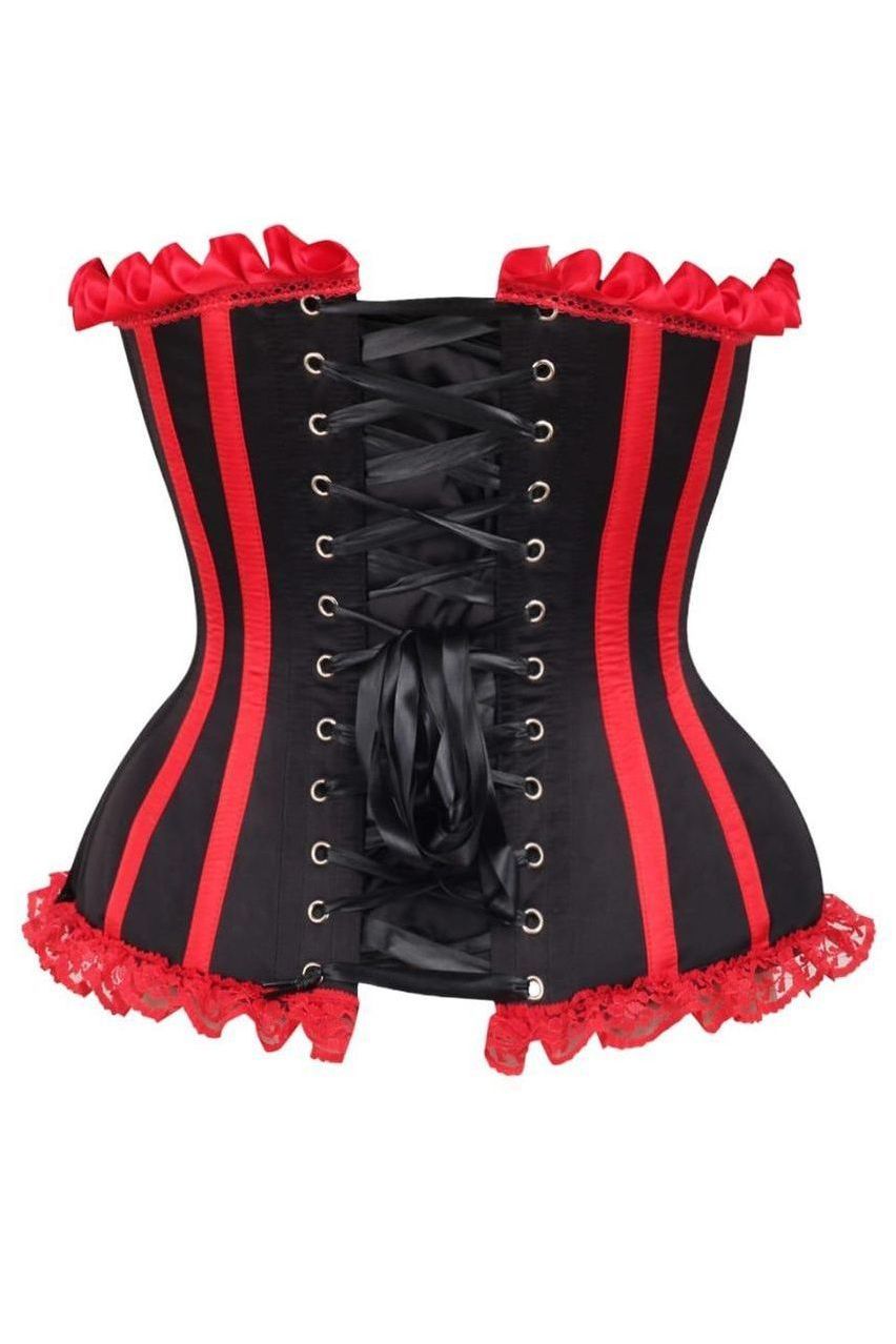 Top Drawer Black/Red Steel Boned Burlesque Corset