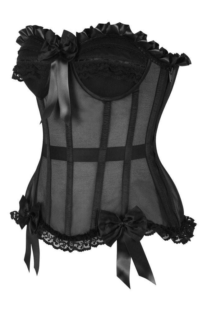 Top Drawer Steel Boned Black Mesh Underwire Bustier Corset