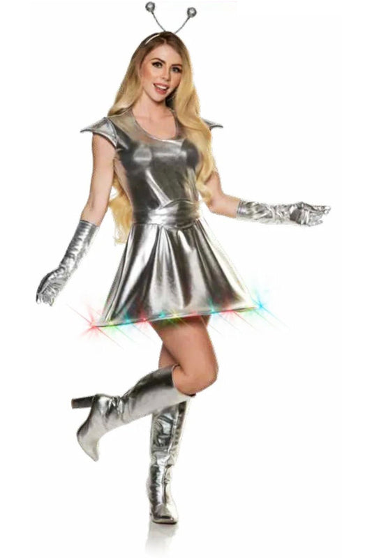 Underwraps Out of This World metallic silver light-up costume