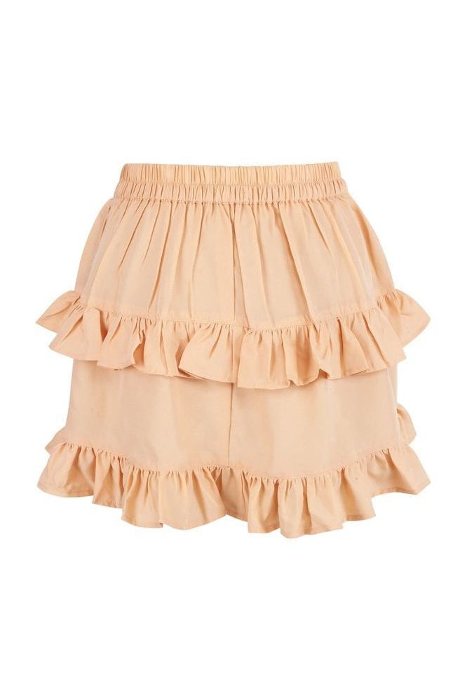Beige Crepe Ruched Bustle Skirt - Daisy Corsets