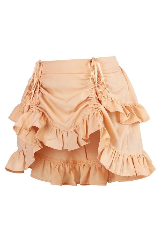 Beige Crepe Ruched Bustle Skirt - Daisy Corsets