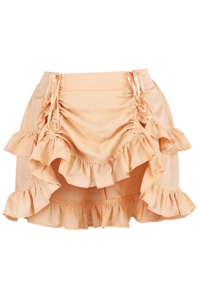 Beige Crepe Ruched Bustle Skirt - Daisy Corsets