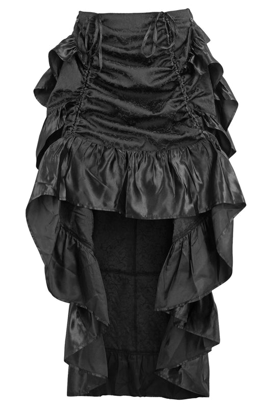 Black Brocade Adjustable High Low Bustle Skirt - Daisy Corsets