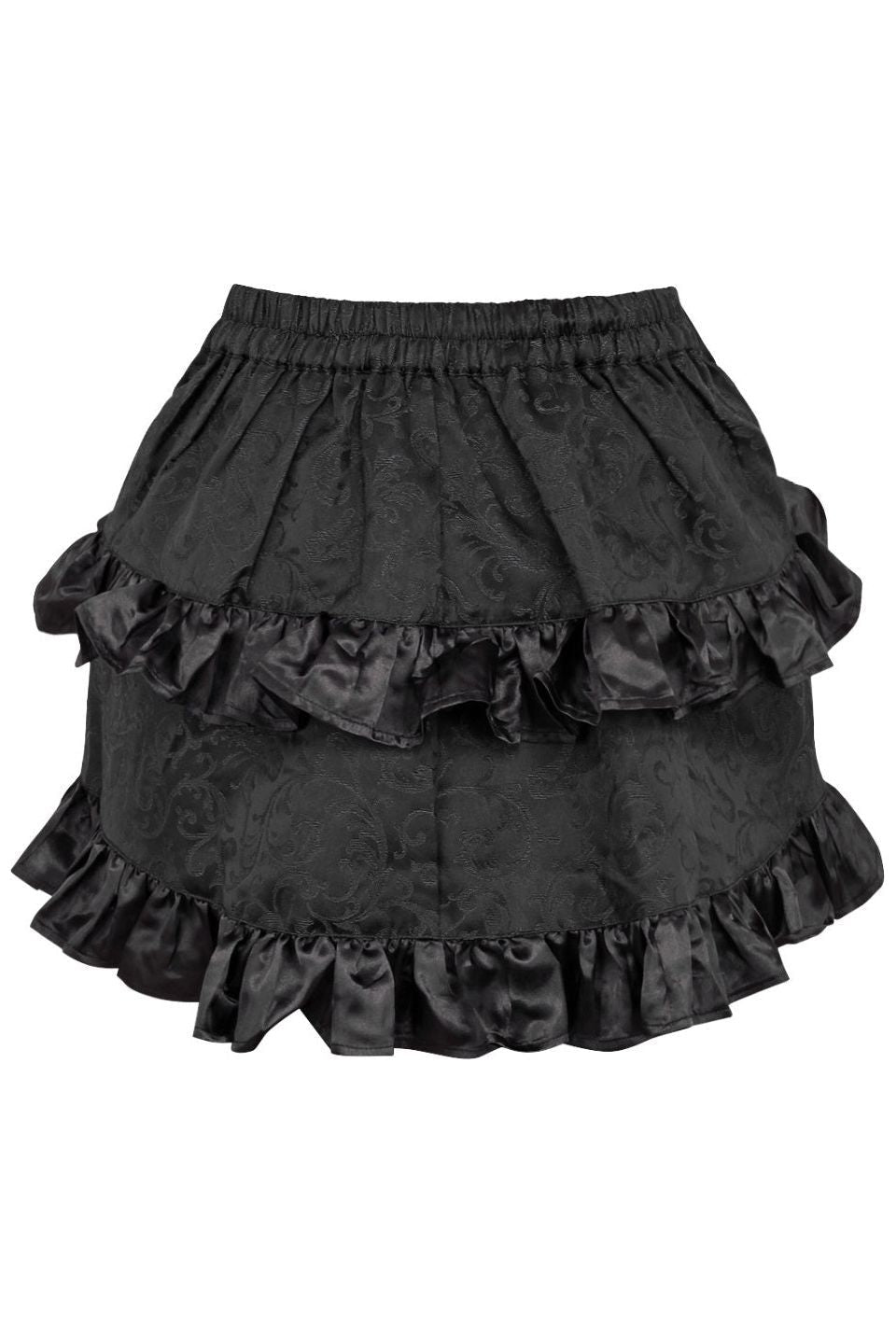 Black Brocade Ruched Bustle Skirt - Daisy Corsets