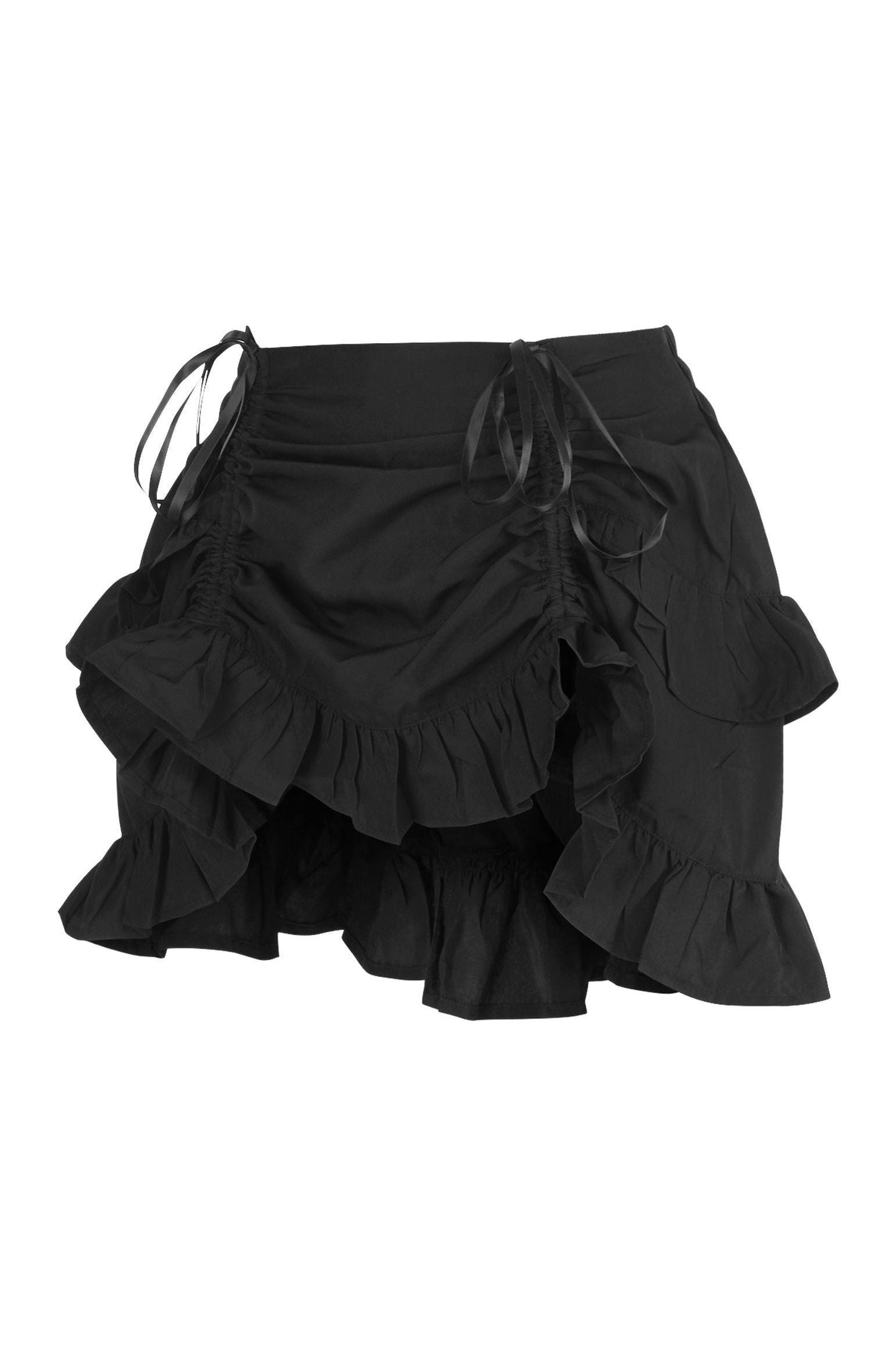 Black Crepe Ruched Bustle Skirt - Daisy Corsets