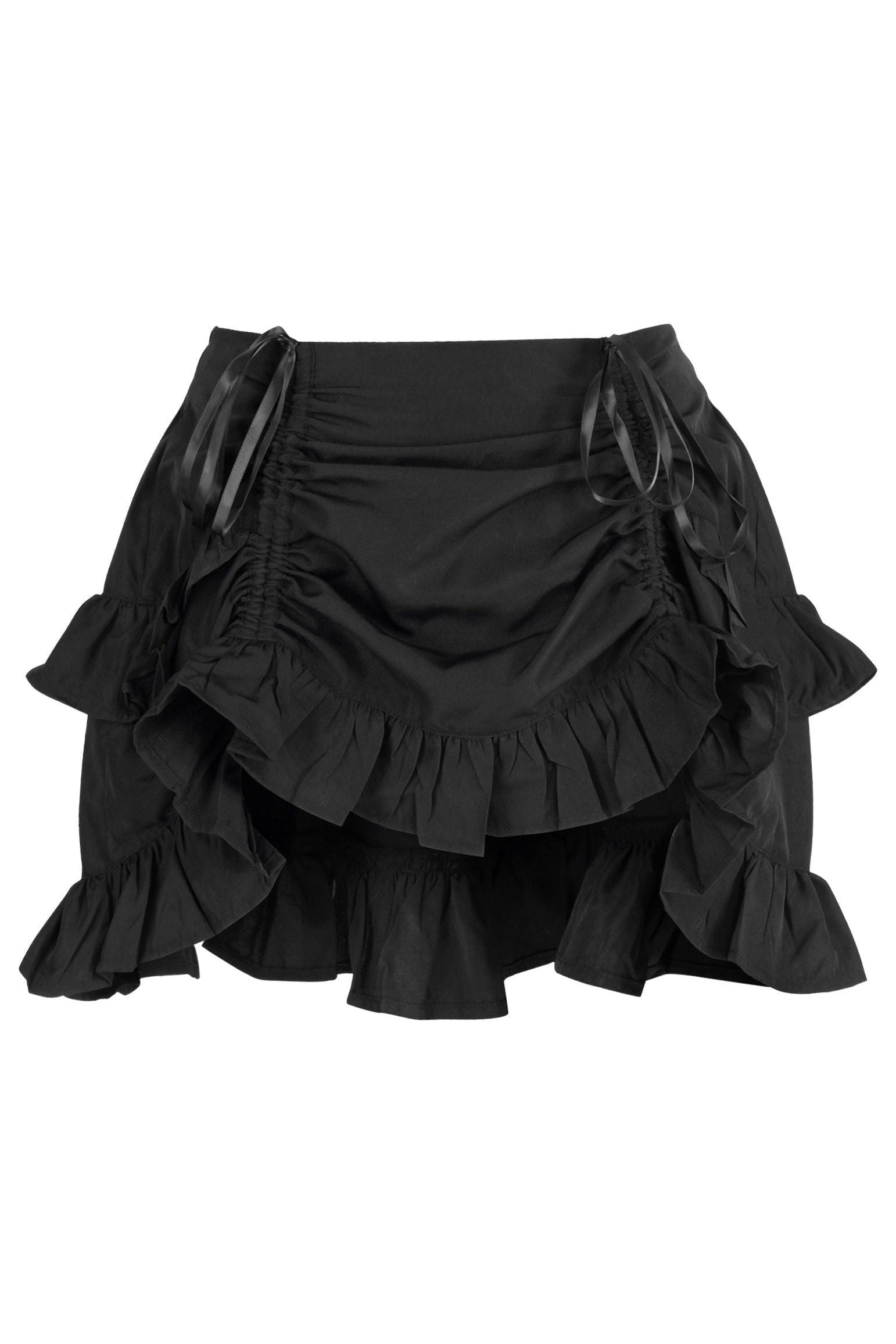 Black Crepe Ruched Bustle Skirt - Daisy Corsets