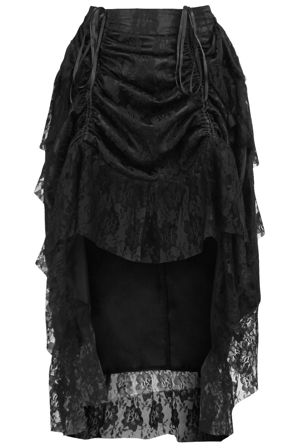 Black Lace Adjustable High Low Bustle Skirt - Daisy Corsets