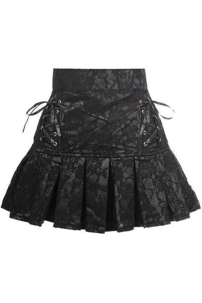 Black Satin w/Black Lace Overlay Lace - Up Skirt - Daisy Corsets