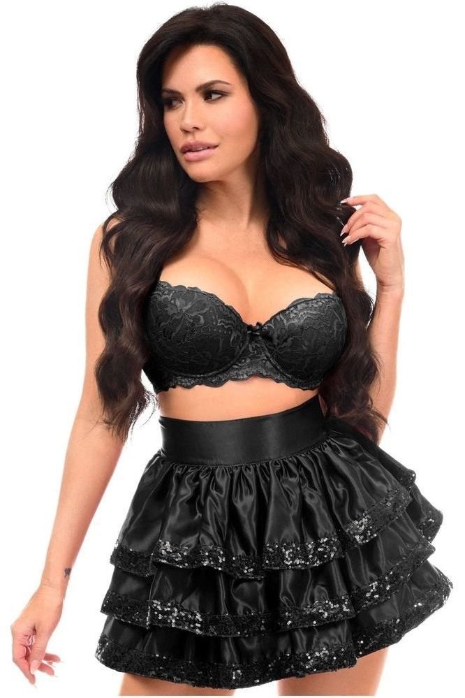 Black Sequin 3 Layer Skirt - Daisy Corsets