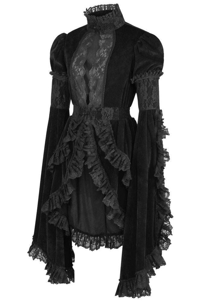 Black Velvet & Lace Ruffled Jacket - Daisy Corsets