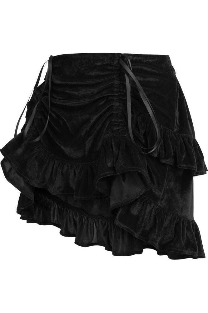 Black Velvet Ruched Bustle Skirt - Daisy Corsets