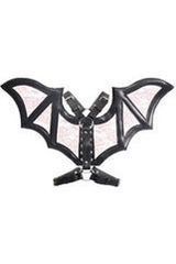 Black/Pink Faux Leather & Lace Wing Harness - Daisy Corsets
