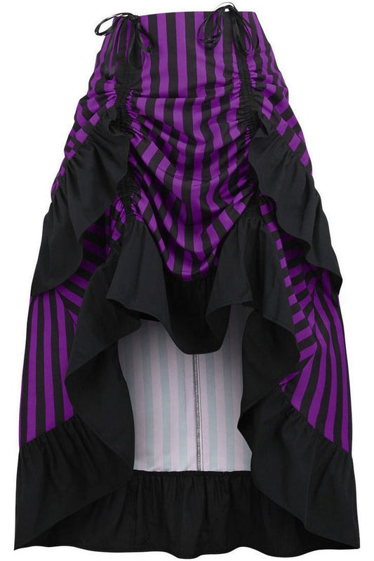 Black/Purple Stripe Adjustable High Low Skirt - Daisy Corsets