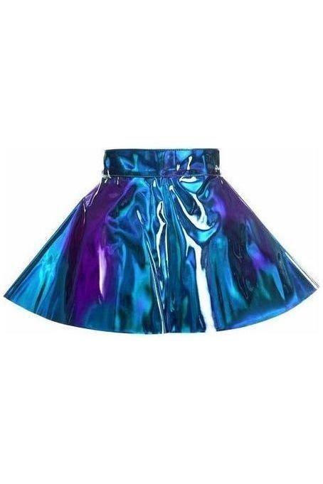 Blue/Teal Holo Skater Skirt - Daisy Corsets