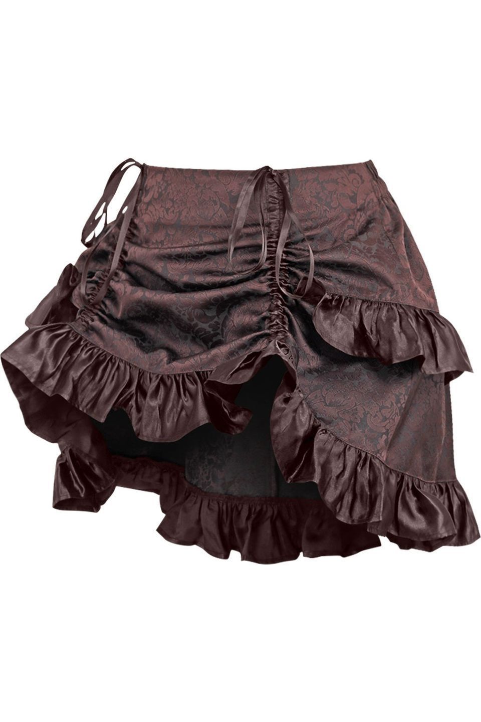 Brown Brocade Ruched Bustle Skirt - Daisy Corsets