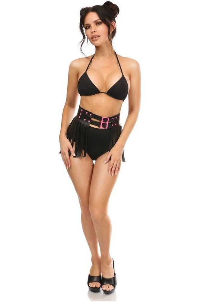 Candy Collection - Black/Pink Fringe Skirt - Daisy Corsets