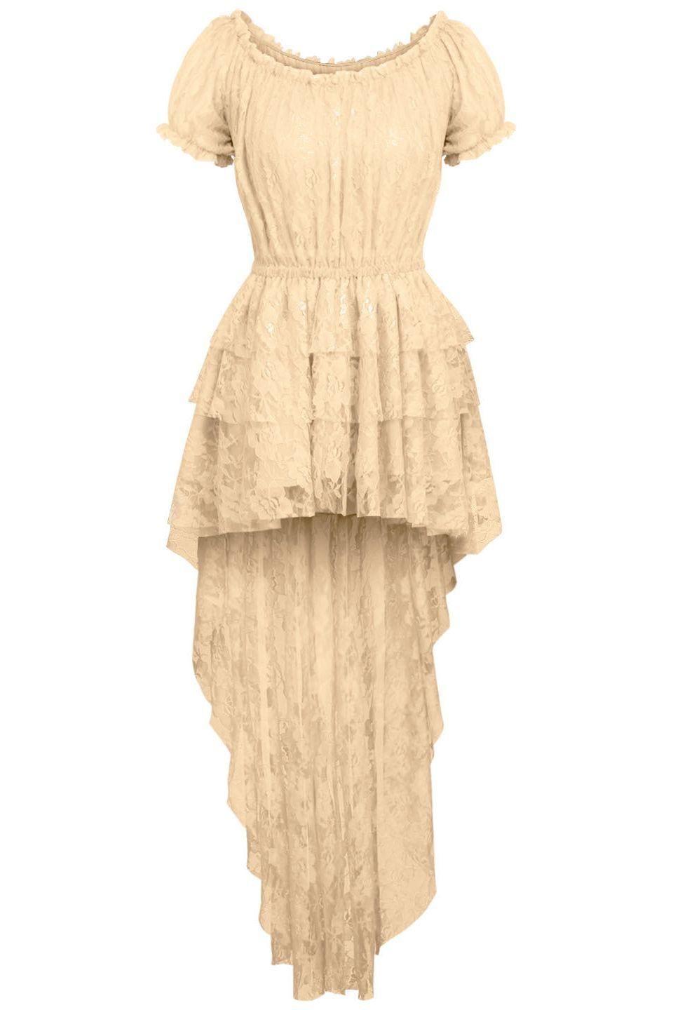 Cream High Low Lace Dress - Daisy Corsets