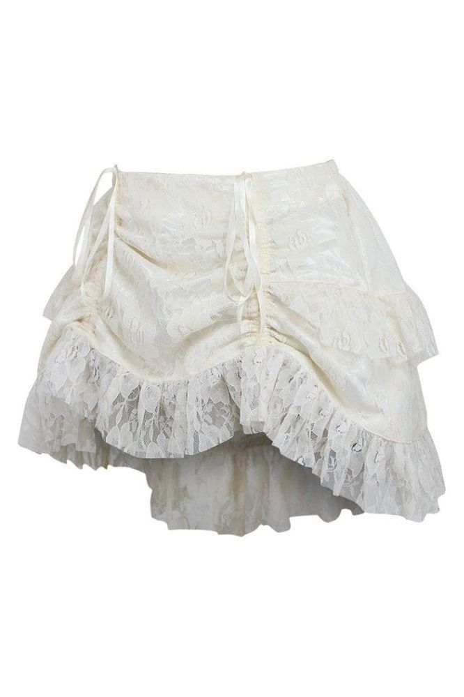 Cream Lace Ruched Bustle Skirt - Daisy Corsets