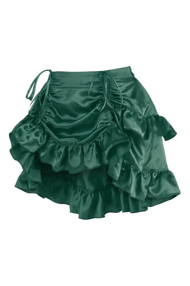 Dark Green Satin Ruched Bustle Skirt - Daisy Corsets