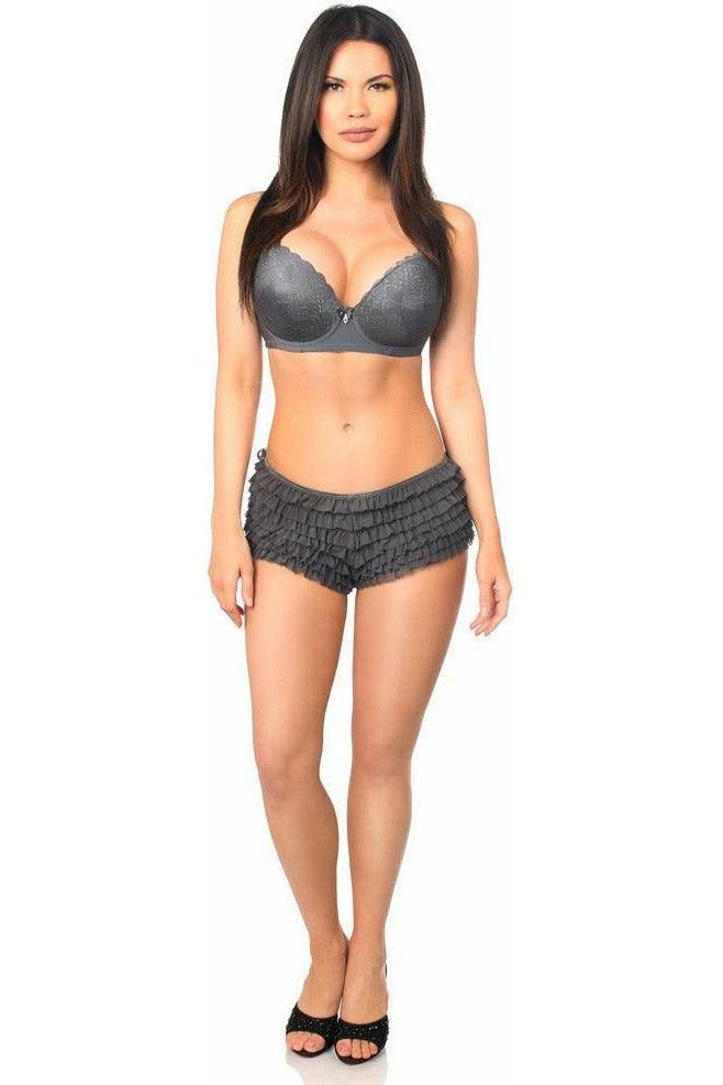 Dark Grey Ruffle Panty w/Bow - Daisy Corsets