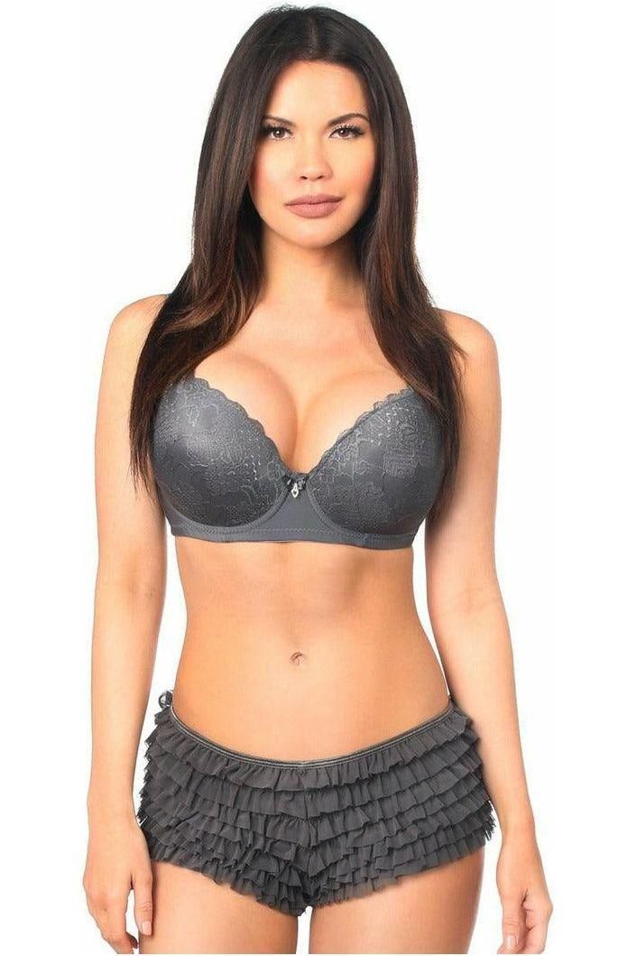 Dark Grey Ruffle Panty w/Bow - Daisy Corsets