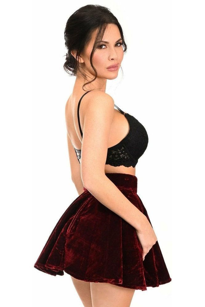 Dark Red Crushed Velvet Skirt - Daisy Corsets