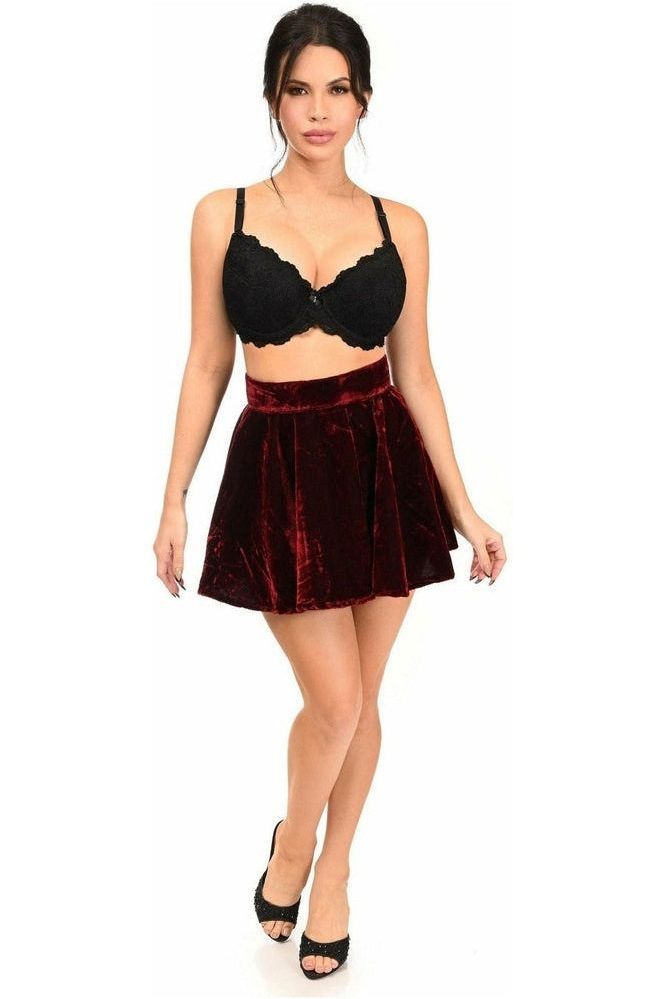Dark Red Crushed Velvet Skirt - Daisy Corsets