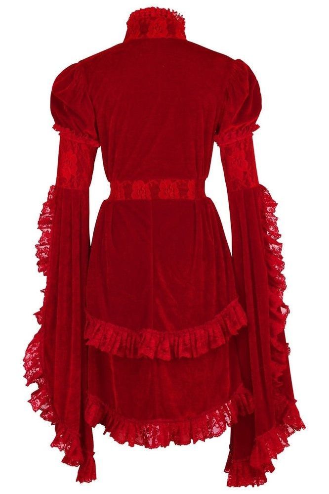 Dark Red Velvet & Lace Ruffled Jacket - Daisy Corsets
