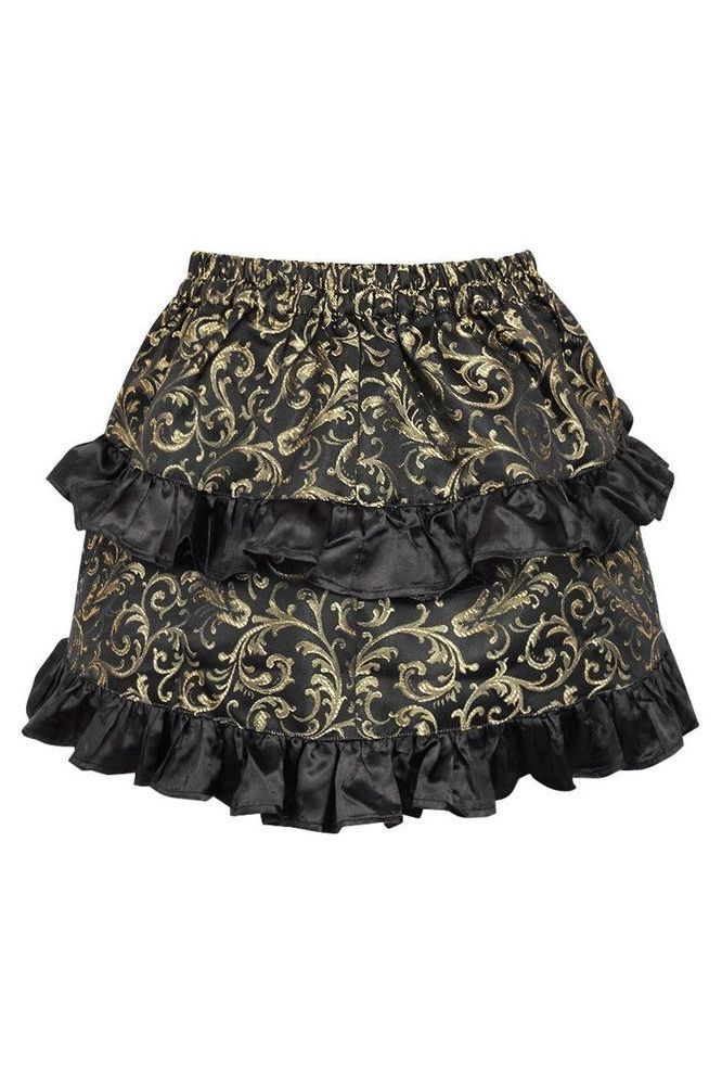 Gold/Black Brocade Ruched Bustle Skirt - Daisy Corsets