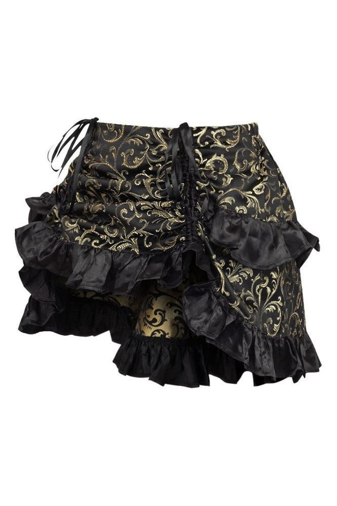Gold/Black Brocade Ruched Bustle Skirt - Daisy Corsets