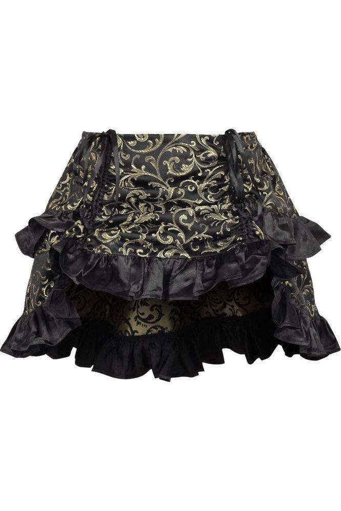Gold/Black Brocade Ruched Bustle Skirt - Daisy Corsets